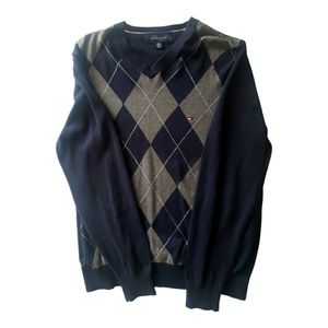Tommy Hilfiger Mens Argyle Sweater Blue Meddium